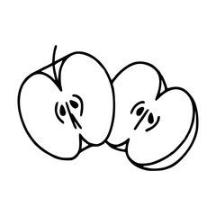 apple halves outline clipart