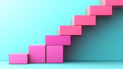 Ascending blocks of color against a pastel backdrop.