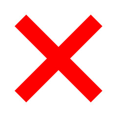 Red X icon for delete, cancel, error, or close functions in apps and interfaces