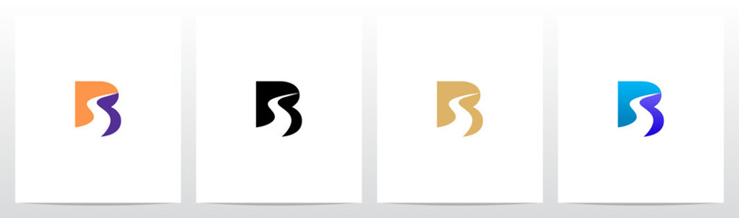 Road River Cutting Negative Space Letter Logo Design B