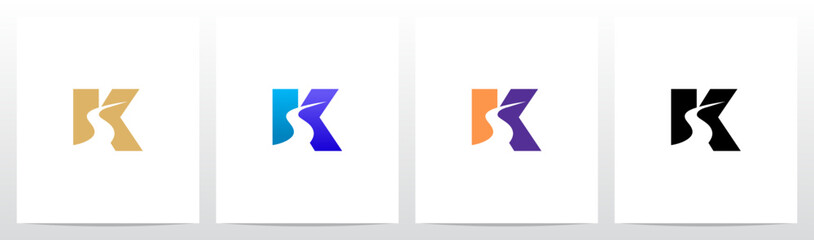 Road River Cutting Negative Space Letter Logo Design K