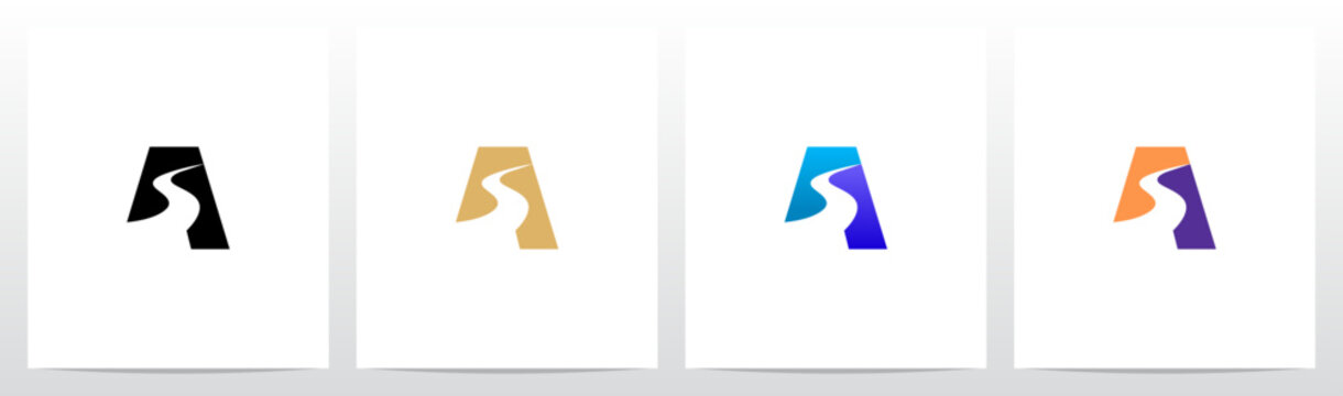 Road River Cutting Negative Space Letter Logo Design A