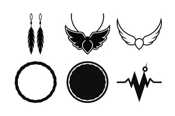 Vector tribal animal silhouette set: butterfly, horse, and bird designs for tattoo, icon, or logo art