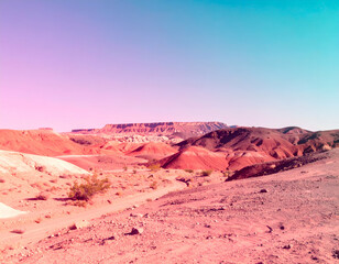Fototapeta premium vibrant surreal desert landscape, minimal style