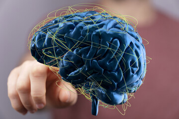 3D render of a human brain with neural network connections.  Perfect for AI, neuroscience, and...