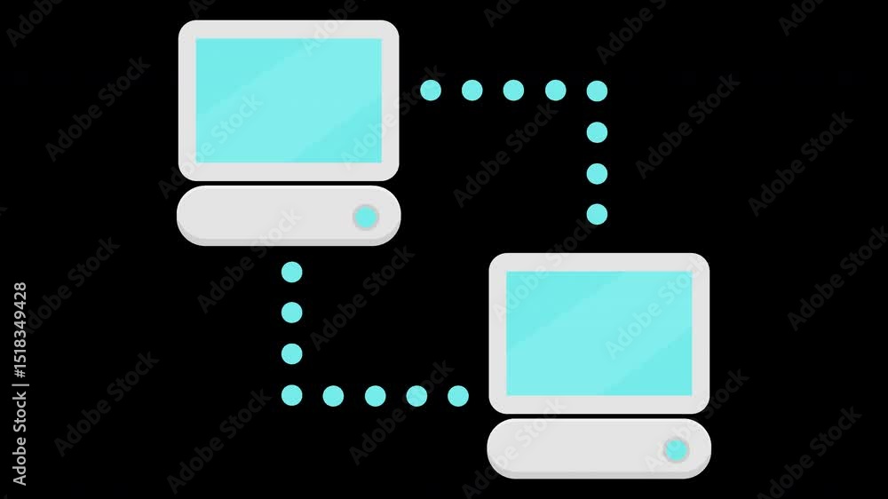 Fototapete conceptual illustration: data exchange between computers in network environment on a transparent bac