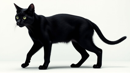 A stylized image of a black cat, emphasizing its sleek form and mysterious nature, suitable for Halloween or other themed content.