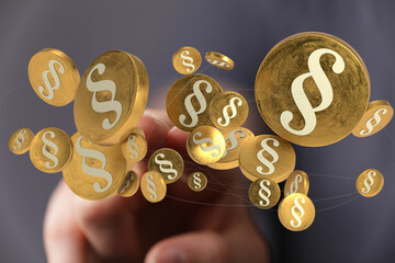 Abstract image of golden paragraph symbols.  Perfect for legal, law, and justice concepts.