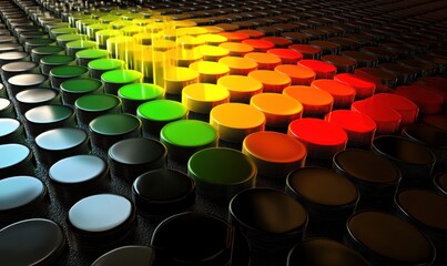 Fototapeta premium Colorful cylinders gradient, abstract background, technology, data visualization