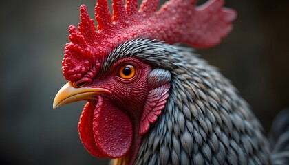 Detailed Portrait of a Majestic Rooster with Vibrant Red Comb