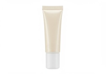 Beige cosmetic tube mockup isolated on white