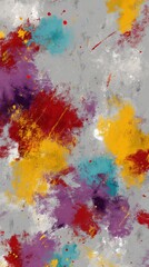 Fototapeta premium Colorful splashes creating abstract painting on gray background