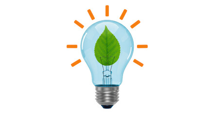 Isolated Light Bulb with Leaf