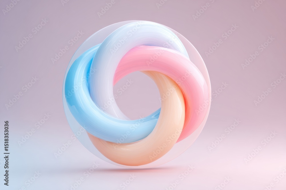 Poster endless looped refresh icon illustration featuring soft pastel colors in a smooth design