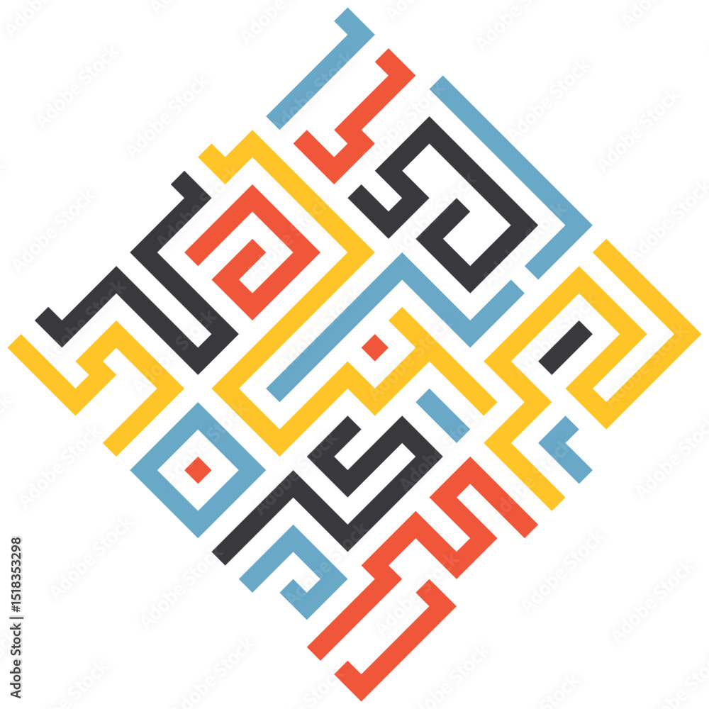 Poster background with colorful lines shapes abstract stylish mosaic flat square design.