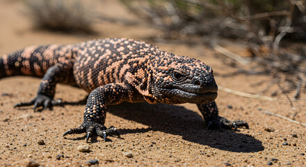Gila Monster on Sandy Ground