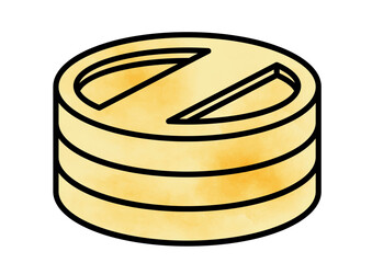 水彩テクスチャの綺麗に積んだ金貨