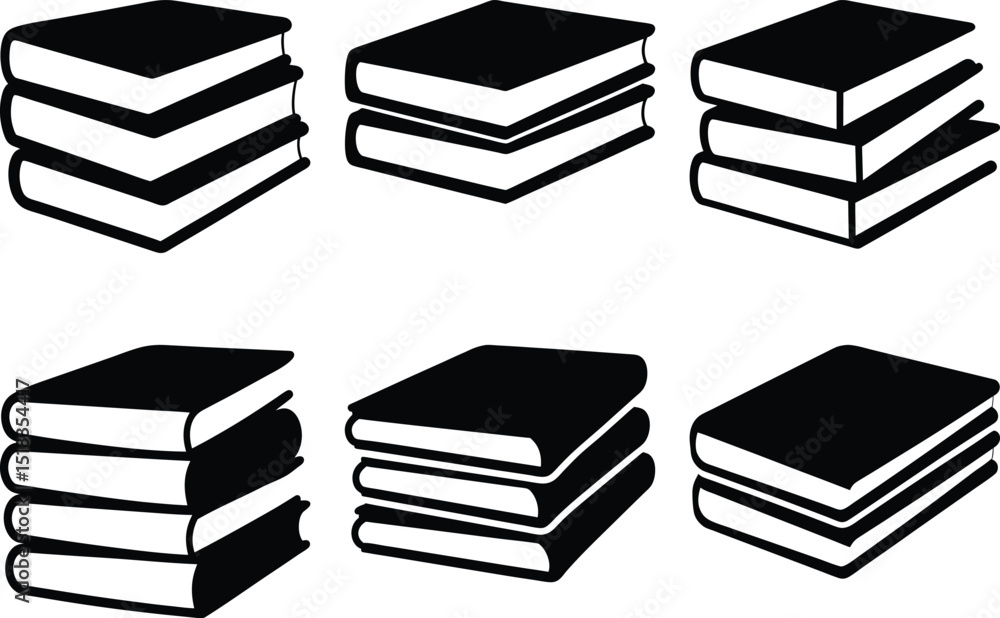 Poster stacks of books vector graphic with different heights and numbers of volumes