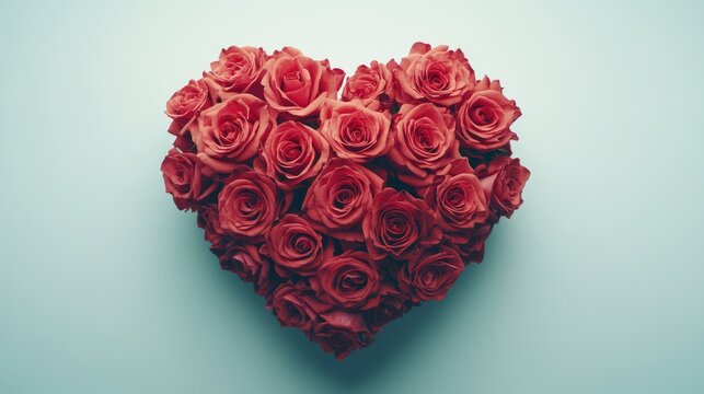 heart shaped big bouquet of red roses on white background, - Powered by Adobe