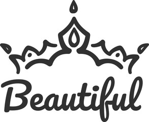 Hand drawn crown design radiating beauty and sophistication, enhancing fashion, beauty, or lifestyle branding with its simple yet elegant appeal, perfect for various creative projects