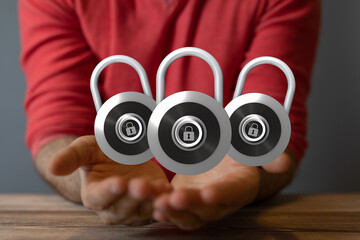 Image of three padlocks symbolizing data security and protection.