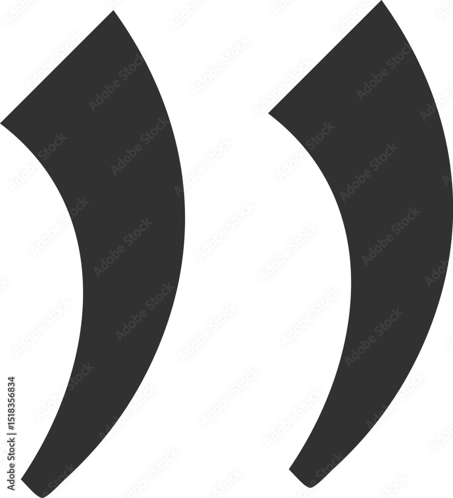 Poster opening double quotes punctuation mark isolated on a clean white background, representing citations 