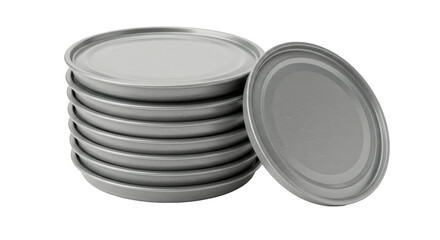 Isolated Stack of Metal Can Lids