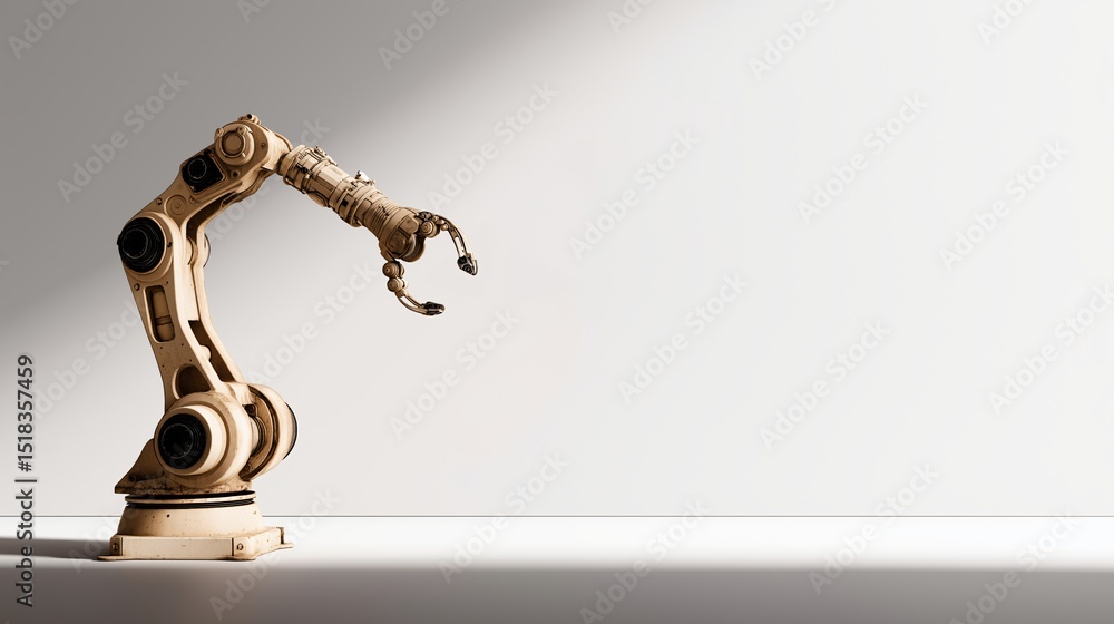 Poster robotic arm on display: a detailed view of a robotic arm, showcasing its precision engineering and i