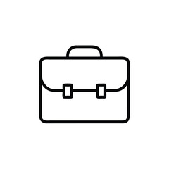 Minimalist Silhouette Briefcase Icon in Black Line Style Isolated on White Background for Business and Office Graphic Design