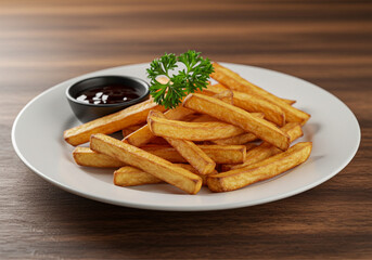 French fries photography with sauce