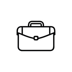 Minimalist Silhouette Briefcase Icon in Black Line Style Isolated on White Background for Business and Office Graphic Design