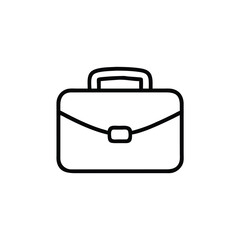 Minimalist Silhouette Briefcase Icon in Black Line Style Isolated on White Background for Business and Office Graphic Design