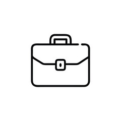 Minimalist Silhouette Briefcase Icon in Black Line Style Isolated on White Background for Business and Office Graphic Design
