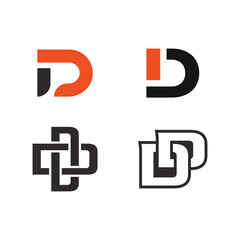 Set of Abstract Initial Letter D Logo Design.