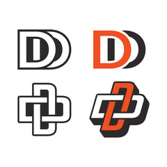 Set of Abstract Initial Letter D Logo Design.