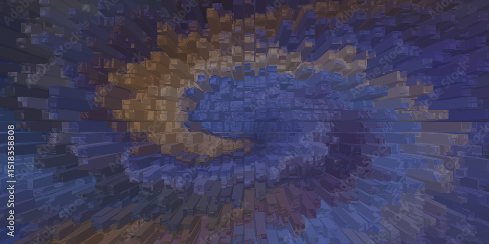 Poster abstract 3d block swirl digital art