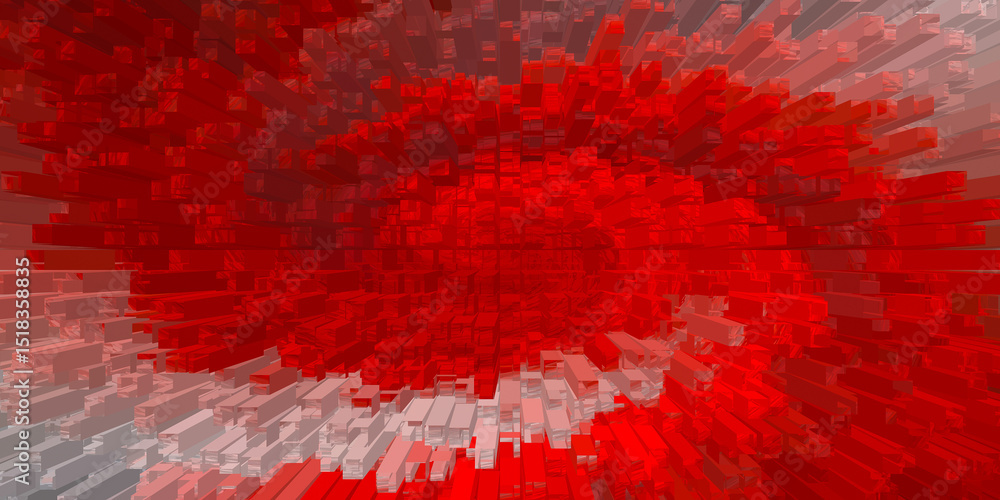Aufkleber abstract red and white 3d block pattern