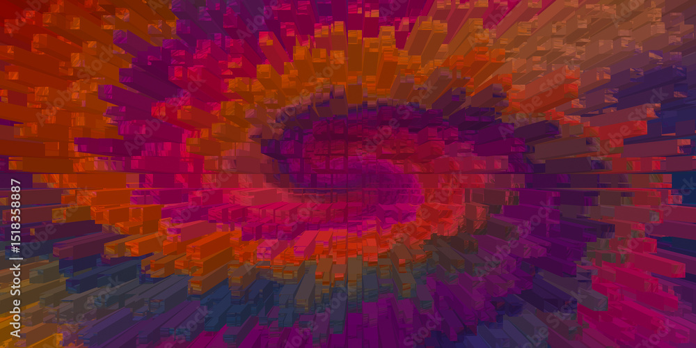 Poster abstract swirling 3d block pattern in vibrant hues