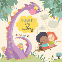 Hand-drawn cute cartoon animal poster templates, interesting children's flat vector illustrations, and cheerful festival backgrounds