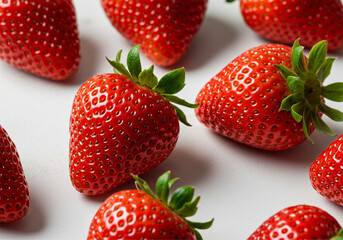 Strawberry fruits white background