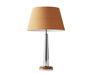 Tan shade, sleek metal table lamp