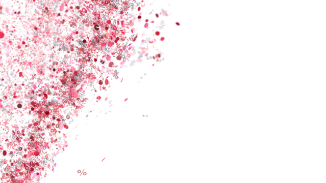 Abstract background with pink percentage confetti. Perfect for sales promotions and discounts.
