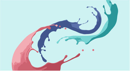 Abstract Colorful Paint Splashes Dynamic Swirls and Drips Illustration