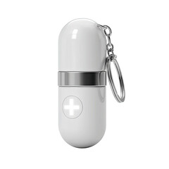Portable Medical Pill Keychain Container - White