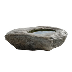 Rustic Stone Birdbath with Water, Natural Rock