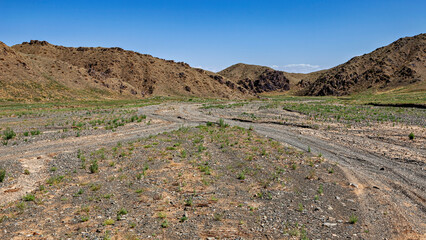 The landscape of the Gobi Desert in Mongolia