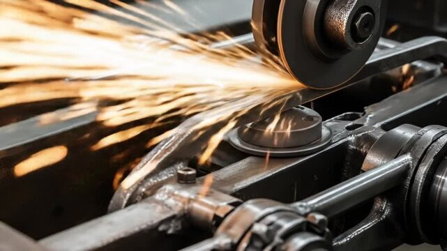 Metal surface grinding with sparks process