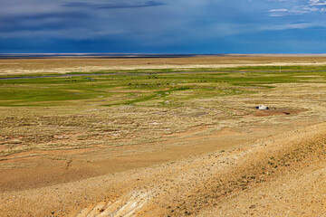 The landscape of the Gobi Desert in Mongolia
