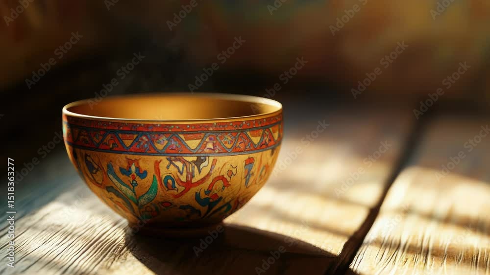 Poster A simple wooden table with a bowl sitting on top, great for adding context to your scene