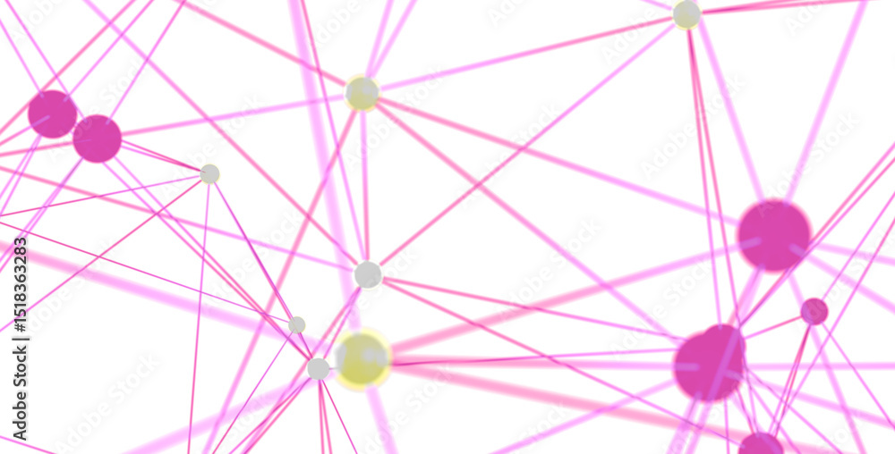 Aufkleber Abstract background with pink lines and dots. Network connection concept. Ideal for technology, communication, and connection themes.